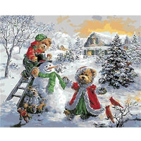 Christmas Teddies And The Snowman