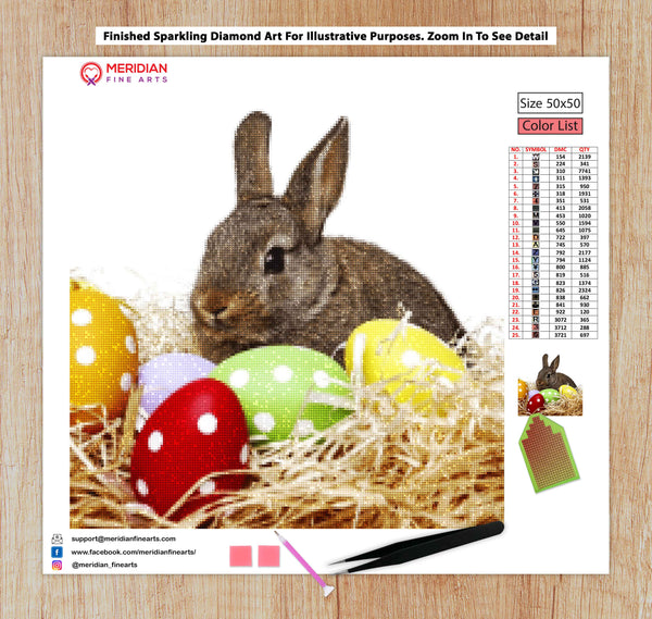 Easter Bunny And Eggs  - Diamond Art Kit