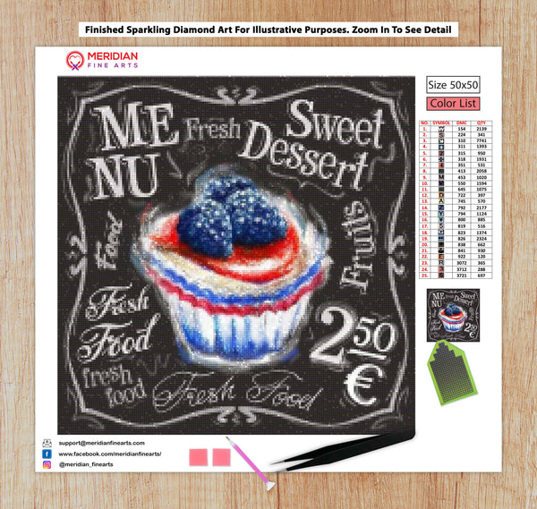 Sweet Dessert On Menu Blackboard - Diamond Art Kit