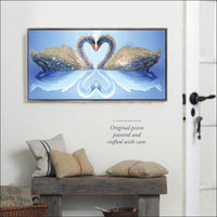 swans in love in living room