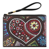 Small Leather Clutch Bag With Wristlet - Love Heart Diamond Art Design