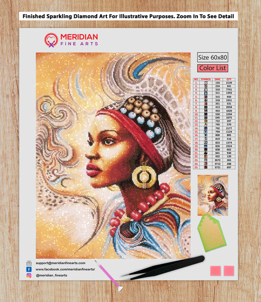 African Beauty With Red Necklace - Diamond Art Kit