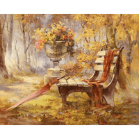 Autumn Garden With Bench