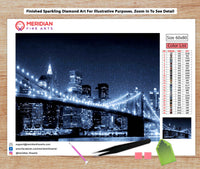 Brooklyn Bridge with Lower Manhattan Night Skyline - Diamond Art Kit