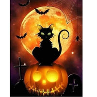 Cemetery Halloween Cat - Halloween Collection Diamond Art