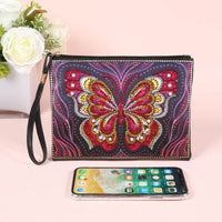 Small Leather Clutch Bag With Wristlet With Phone - Diamond Painting