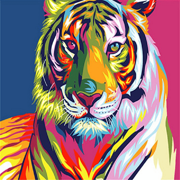 Colorful Abstract Resting Tiger