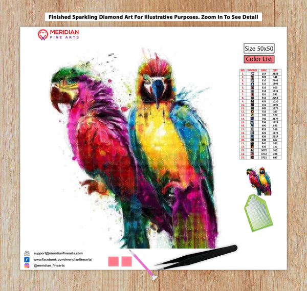 Colorful Parrots - Diamond Art Kit