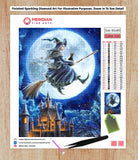Flying Witch on Broomstick - Diamond Art Kit