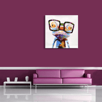 Abstract frog with glasses in living room