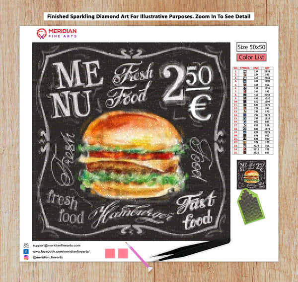Hamburger Menu Blackboard - Diamond Art Kit