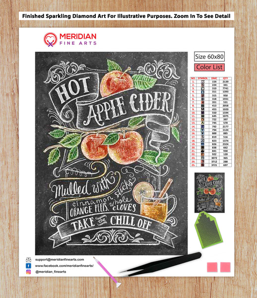 Hot Apple Cider Recipe Blackboard - Diamond Art Kit