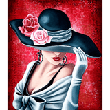 Lady in Black Hat - Diamond Art Kit