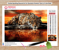 Leopard Against Red Sunset - Diamond Art Kit