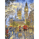 Rainy London Street Near Big Ben - Diamond Art Kit