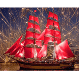Ship with Red Sails - Diamond Art Kit