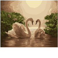 Swan Lovers on Moonlit Lake