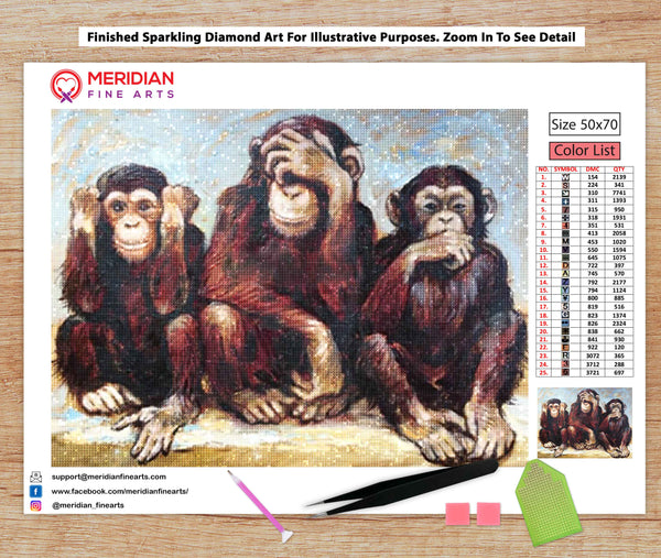 Three Wise Monkeys - Diamond Art Kit