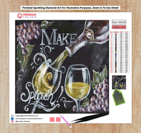 Wine Make Splash Blackboard - Diamond Art Kit