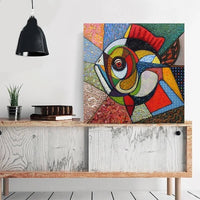 colorful abstract fish on wall